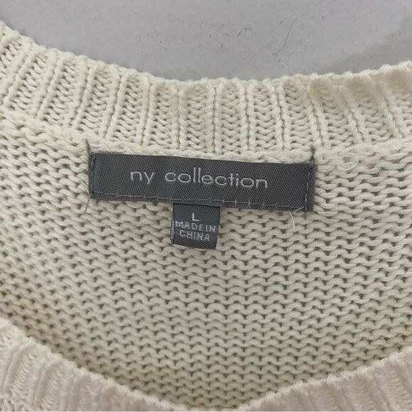 NY Collection Women’s Crew Neck Geometric Knit Color Block Sweater size L - Picture 2 of 3